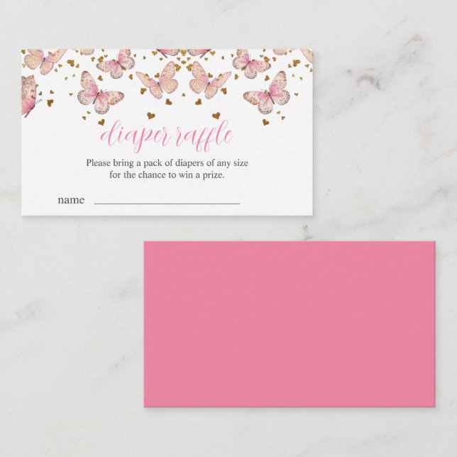 Rosa und goldene Schmetterlinge | Beilage für Wind Begleitkarte (Vorne/Hinten)