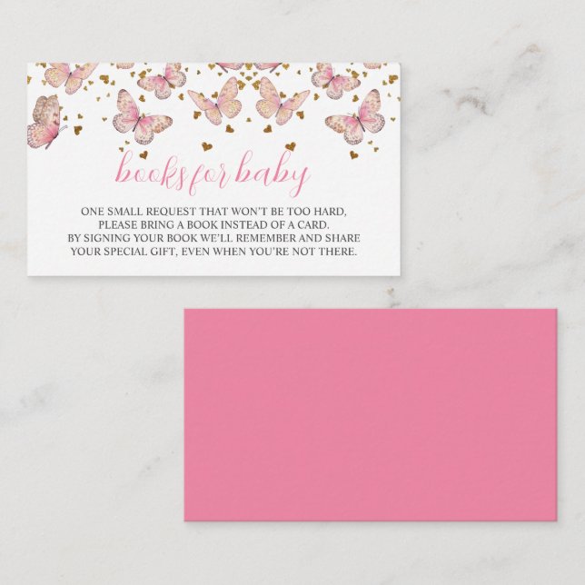 Rosa und goldene Schmetterlinge | Bücher für Baby- Begleitkarte (Vorne/Hinten)