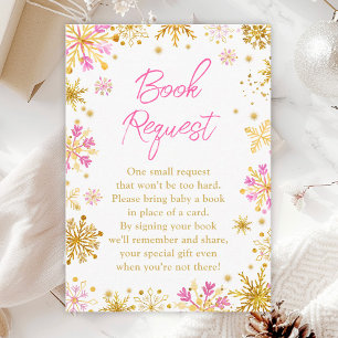 Rosa und goldene Schneeflocken Winter-Buch-Anfrage Begleitkarte