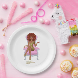 Rosa und goldene schwarze Frau Pappteller