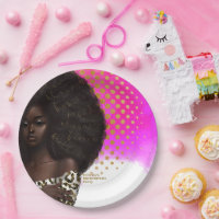 Rosa und goldene schwarze Frau