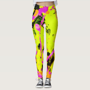 Rosa und goldene Spritzer Farbe Abstrakt Leggings