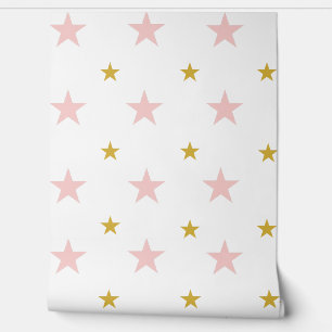 Rosa und goldene Stars Kinderzimmer-Tapete Tapete