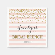 Rosa und goldene Streifen Confetti Bridal Brunch