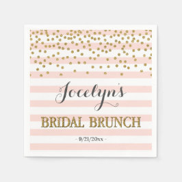 Rosa und goldene Streifen Confetti Bridal Brunch Serviette