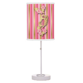 Rosa und goldene Streifen mit Blume und Schmetterl