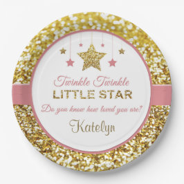 Rosa und goldene Teller: Twinkle Twinkle Stern Pappteller