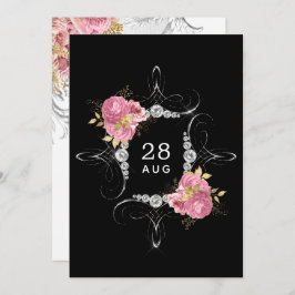 Rosa und goldene und silberfarbene Diamantenhochze Save The Date