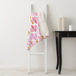 Rosa und goldene Wasserfarbe Farbe Farbe Farbe She Sherpadecke