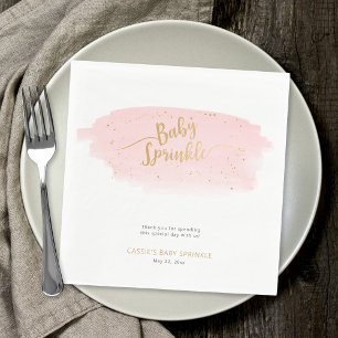 Rosa und goldene Wasserfarbe Girl Baby Sprinkle Serviette