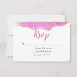 Rosa und goldene Wasserfarbenprägung RSVP-Karte RSVP Karte
