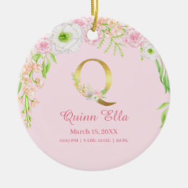 Rosa und goldener Buchstabe "Q" Bläsermonogramm Ge Keramik Ornament