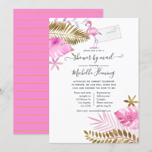 Rosa und Goldener Flamingo Mädchen Baby Shower per Einladung