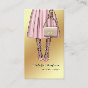 Rosa und goldener, girly Monogramm-QR-Code Visitenkarte