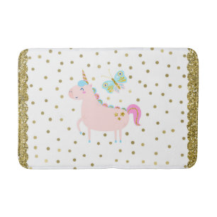 Rosa und goldener Glitter-Einhorn-Girls-Glitter-Lo Badematte