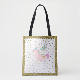 Rosa und goldener Glitter-Einhorn-Konfetti-Punkte