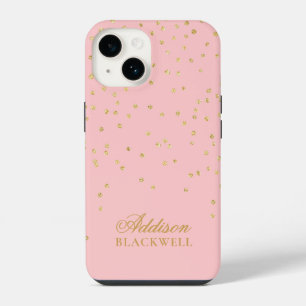 Rosa und goldener Glitter-Name-Template iPhone 14 Hülle