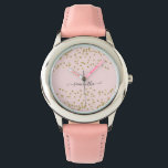 Rosa und goldener Glitzer Armbanduhr<br><div class="desc">Diese niedliche Uhr, die für die Koordination mit unserer Hochzeitskollektion in Rosa und Gold Glitzer konzipiert wurde, weist einen goldenen Glitzer auf rosa Hintergrund auf. Für eine weiter gehende Anpassung dieses Designs klicken Sie bitte auf den "CUSTOMIZE"-Button oben. Bitte beachten Sie, dass Glitzer als Druckeffekt und nicht als Glitzer gedruckt...</div>