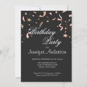 Rosa und goldener Glitzer Confetti auf schwarzem H