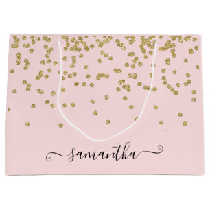 Rosa und goldener Glitzer Große Geschenktüte