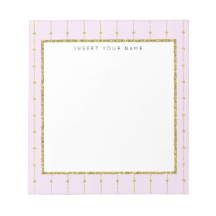 Rosa und goldener Glitzer Personalisiert Notepad 5 Notizblock