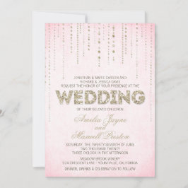 Rosa und goldener Glitzer sehen Hochzeitseinladung Einladung