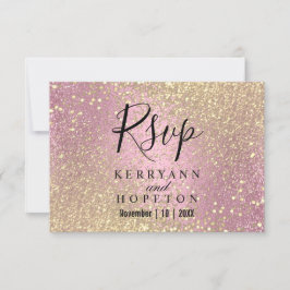 Rosa und goldener Glitzer - UAWG RSVP Karte