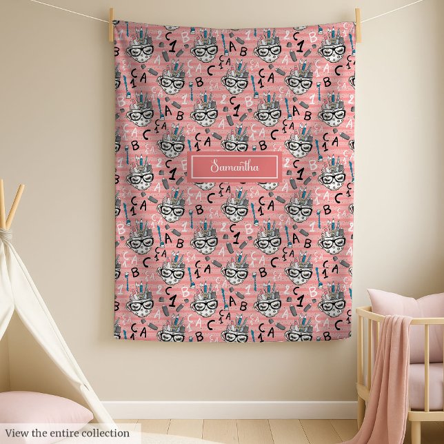 Rosa und goldener Glitzer zurück zur Schuldecke Fleecedecke (Blush pink & gold glitter back to school blanket)