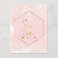 Rosa und goldener Spritzer Save the Date modern