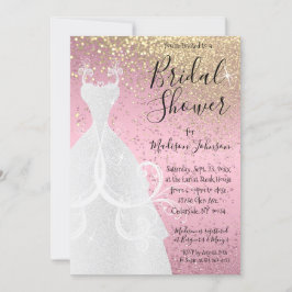 Rosa und goldenes Glitzer Brautparty Einladung