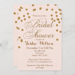 Rosa und goldenes Glitzer Brautparty laden ein Einladung