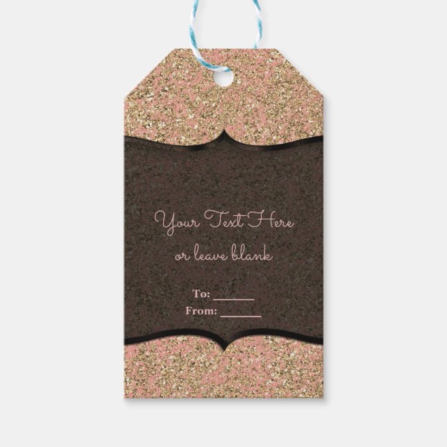 Rosa und goldenes Glitzer Schwarzes Glam Gastgesch Geschenkanhänger (Vorderseite)