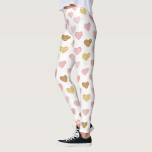 Rosa und goldenes Herzmuster Leggings