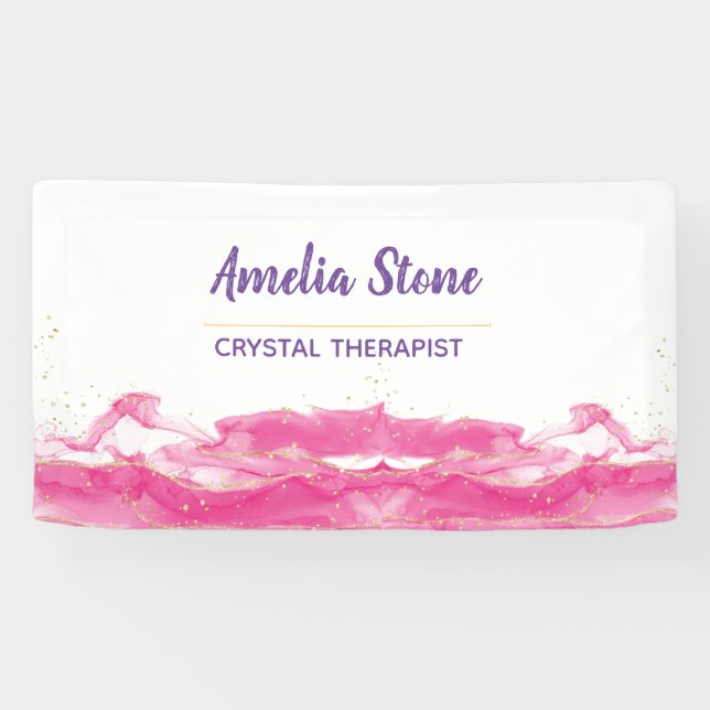 rosa und goldenes Marmorbanner Banner (Horizontal)