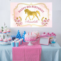 Rosa und goldenes Party, das Goldpferd trottiert