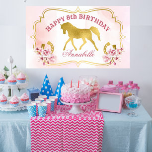 Rosa und goldenes Party, das Goldpferd trottiert Poster