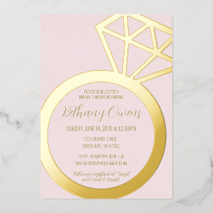 Rosa und goldenes Ring Brautparty, Hochzeit Folieneinladung