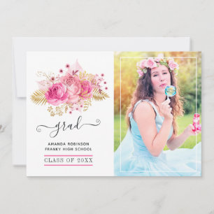 Rosa und goldenes tropisches Abschluss Foto Ankündigung