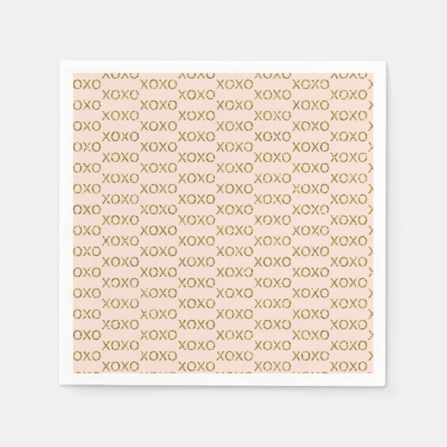 Rosa und goldenes Xo-Valentinin-Party Serviette (Vorderseite)