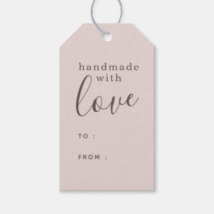 Rosa und goldfarben handgefertigt mit Liebe Geschenkanhänger