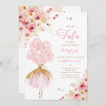 Rosa und goldfarbene Ballerina Babydusche