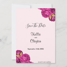 Rosa und goldfarbene Blüten Save the Date