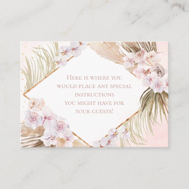 Rosa und goldfarbene Flora Begleitkarte (Vorderseite)