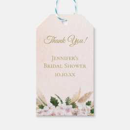 Rosa und goldfarbene Flora Geschenkanhänger