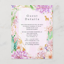 Rosa und goldfarbene geometrische Hochzeitsgäste D Begleitkarte