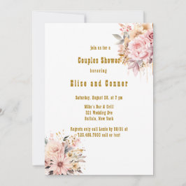 Rosa und goldfarbene Paare Dusche Einladung
