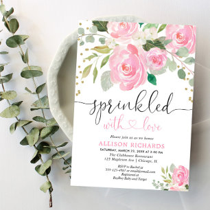 Rosa und goldfarbene Sprinkgirl Einladung