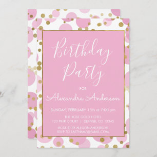 Rosa und goldfarbener Fossil Confetti jedes Alter  Einladung