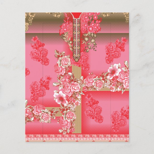 rosa und goldfarbener Hintergrund mit roter Farbe Flyer (Vorne)