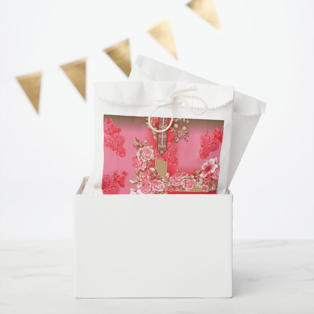 rosa und goldfarbener Hintergrund mit roter Farbe Geschenktütchen (Party)